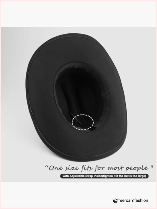 Classic Felt Western Cowboy Hat with Belt Buckle Retro Wide Brim Fedora main image 6
